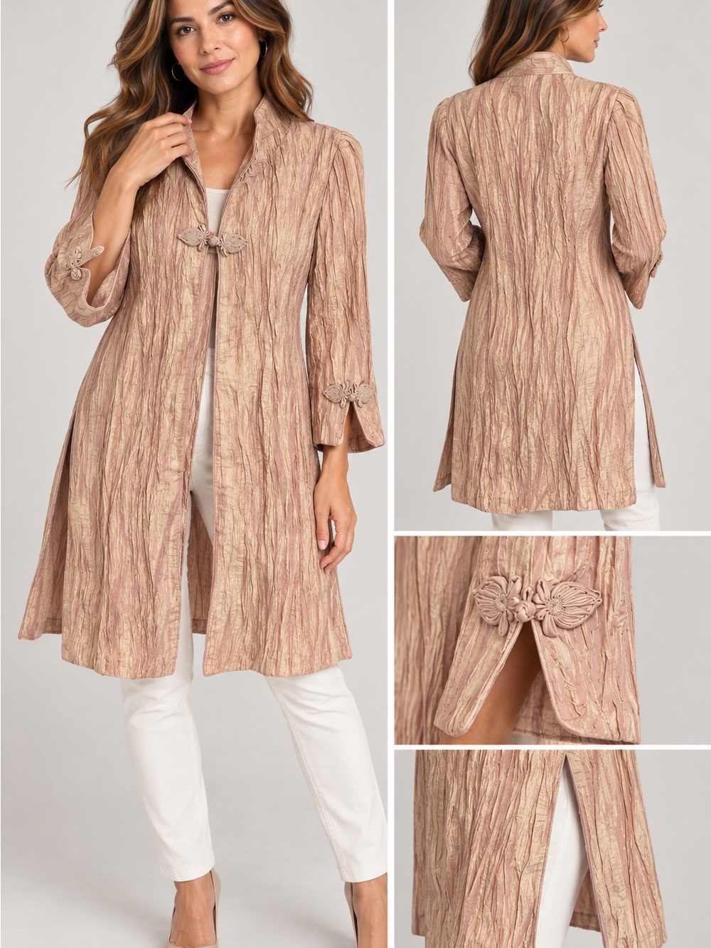 Rose Gold Crinkle jacket.